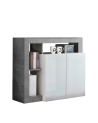 Credenza HAMBURG – Bianco laccato lucido / Cemento
