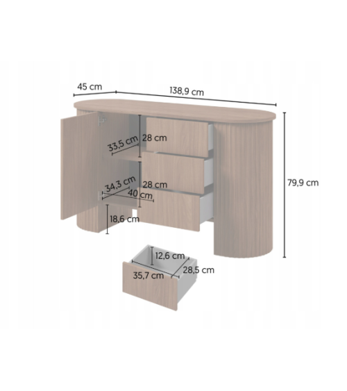 Aparador CAVO – 139 cm – Nogal Lincoln