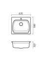 Evier simple Americano I 635 x 559 x 221mm Anthracite