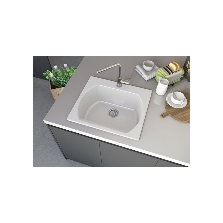 Evier simple Americano II 635 x 559 x 221mm BLANC