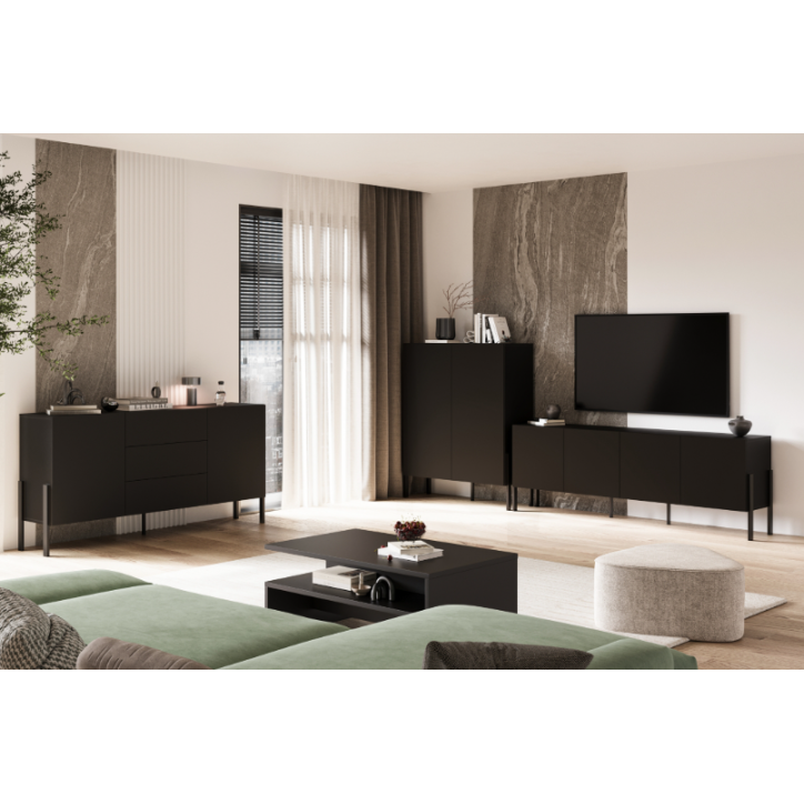 Composizione mobile TV HALLE - Colore Nero