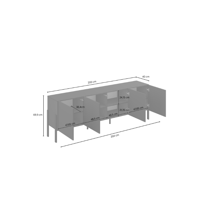 Conjunto de muebles TV HALLE - Color Negro