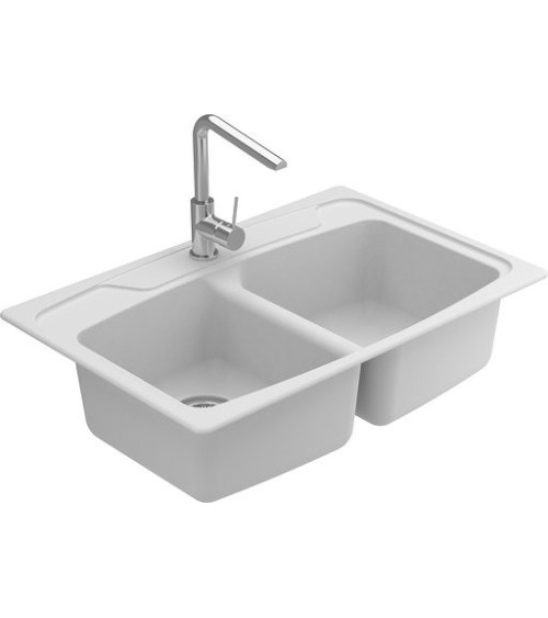 Evier double Ligia I  838 x 559 x 230mm BLANC