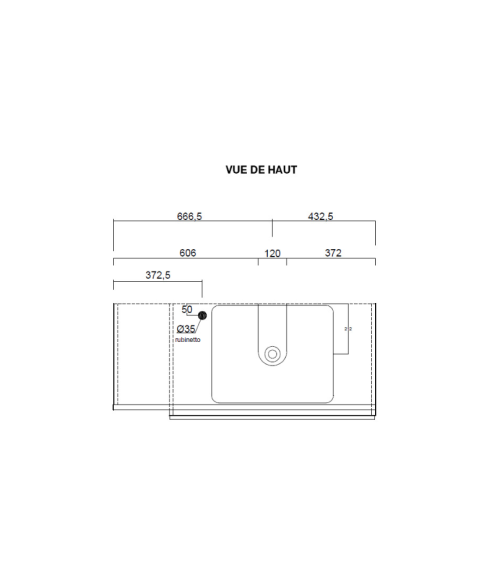 Mobiletto HAMBURG a 2 cassetti con lavabo, bianco lucido, cemento 110 x 79 x 49 cm
