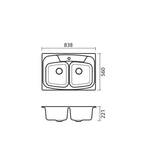 Evier double Ligia II 838 x 559 x 230mm Anthracite