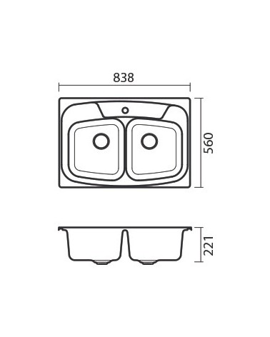 Evier double Ligia II 838 x 559 x 230mm Anthracite