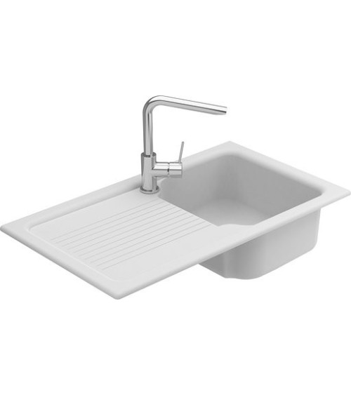 Evier simple Polino I avec égouttoir 860 x 500 x 210mm Blanc
