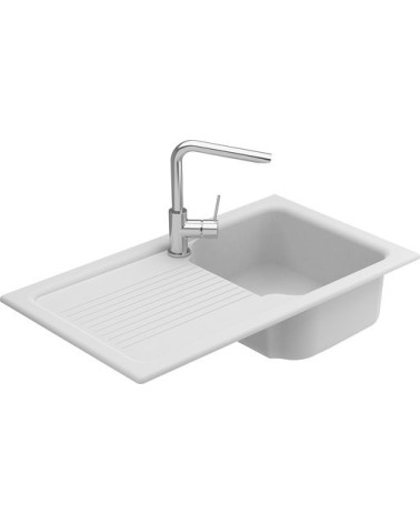 Evier simple Polino I avec égouttoir 860 x 500 x 210mm Blanc