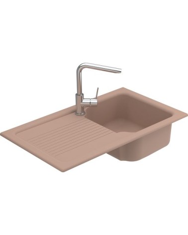 Evier simple Polino II avec égouttoir 860 x 500 x 210mm Beige