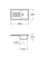 Evier simple Polino II avec égouttoir 860 x 500 x 210mm Beige