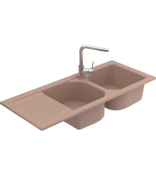 Evier double Molina I avec égouttoir 1160x 500 x 210mm Beige