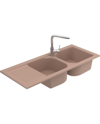 Evier double Molina I avec égouttoir 1160x 500 x 210mm Beige