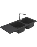 Evier double Molina II avec égouttoir 1160x 500 x 210mm Anthracite