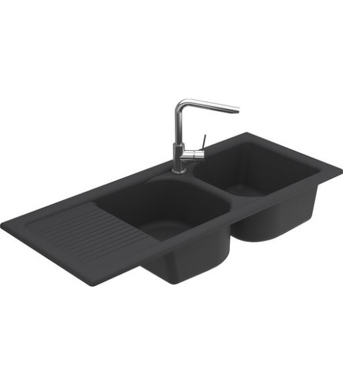 Evier double Molina II avec égouttoir 1160x 500 x 210mm Anthracite