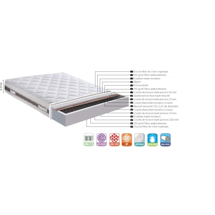 Matelas orthopédique à ressort avec surmatelas Ultra Neo 160x200 cm