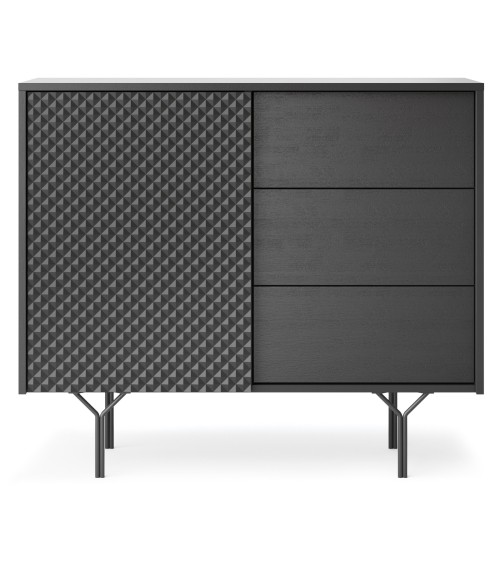 BUFFET 1 PORTE 3 TIROIRS RAVEN 4 anthracite 97 cm