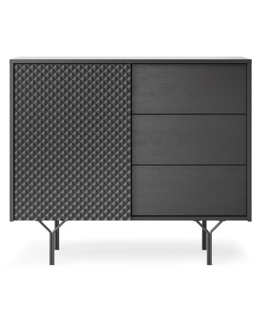 BUFFET 1 PORTE 3 TIROIRS RAVEN 4 anthracite 97 cm