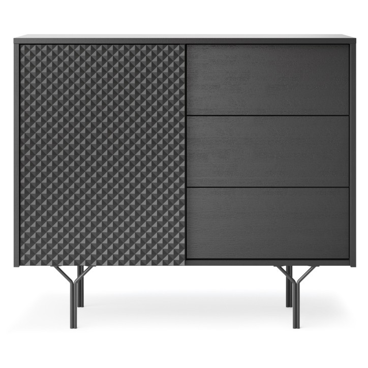 BUFFET 1 PORTE 3 TIROIRS RAVEN 4 anthracite 97 cm