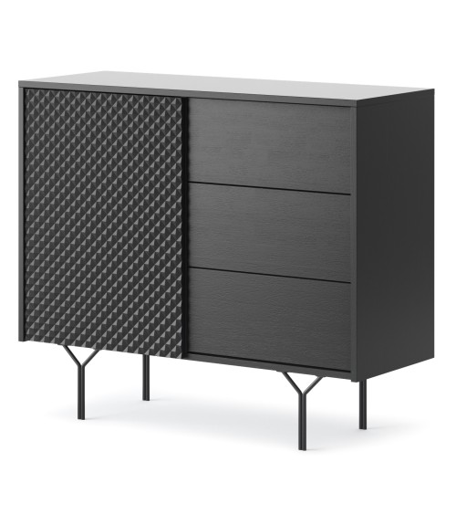 BUFFET 1 PORTE 3 TIROIRS RAVEN 4 anthracite 97 cm