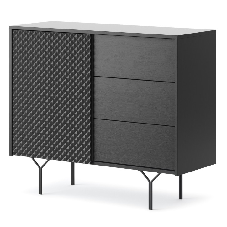 BUFFET 1 PORTE 3 TIROIRS RAVEN 4 anthracite 97 cm