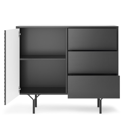 BUFFET 1 PORTE 3 TIROIRS RAVEN 4 anthracite 97 cm