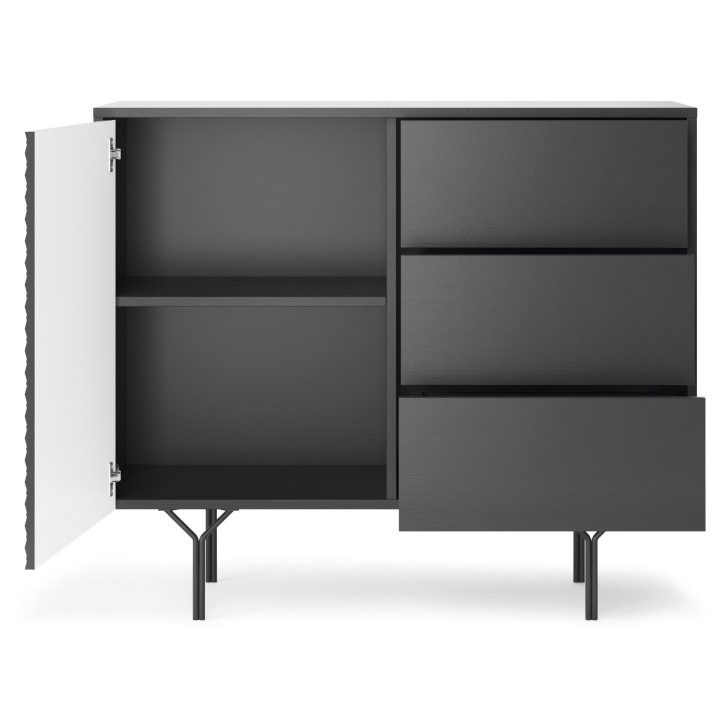BUFFET 1 PORTE 3 TIROIRS RAVEN 4 anthracite 97 cm