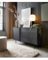 BUFFET LONG  144 cm 1 PORTE 3 TIROIRS anthracite mat - RAVEN 2