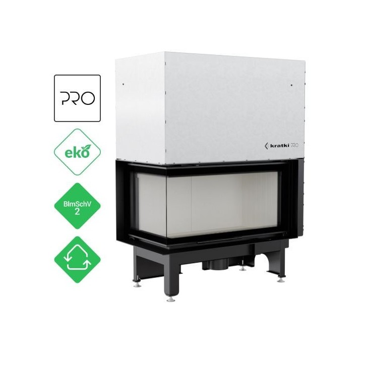 Insert cheminées à bois NADINE BS porte guillotine 2 côtés vitrés, version Gauche 14 kW