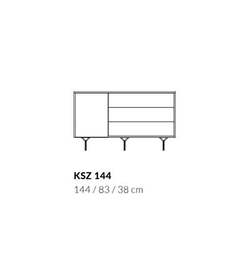 BUFFET LONG  144 cm 1 PORTE 3 TIROIRS anthracite mat - RAVEN 2