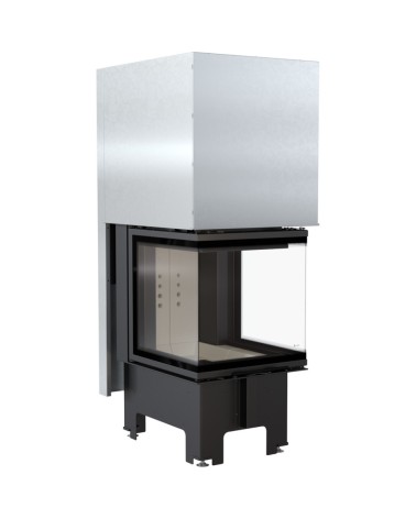 Insert cheminées à bois NOLWENN 3 côtés vitrés, porte guillotine 11  kW