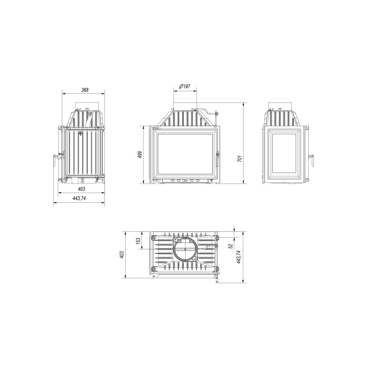 Insert cheminée MAJA 8 vitre à gauche