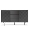BUFFET LONG 144 cm 2 PORTES 3 TIROIRS anthracite mat - RAVEN 1