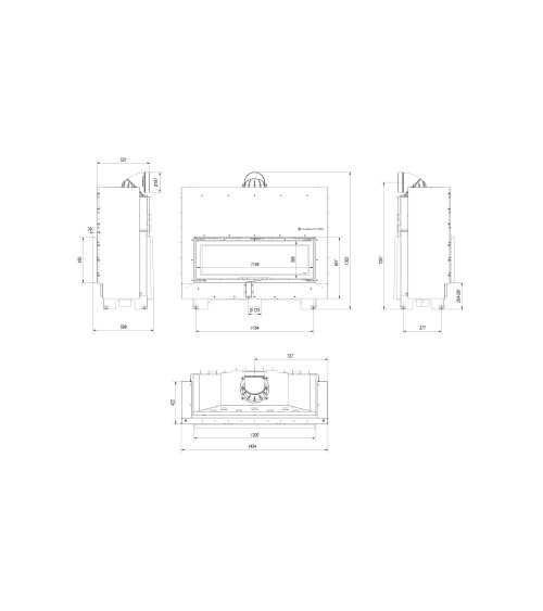 Insert cheminée MB 120 ouverture relevable + 7 bouches recuperateur