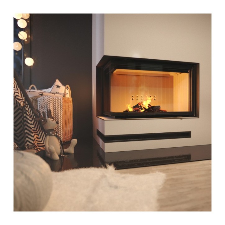 Insert cheminée MBO 15 BS vitre à gauche + 4 bouches recuperateur