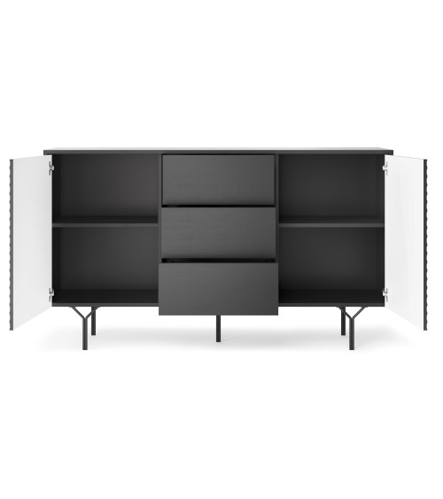 BUFFET LONG 144 cm 2 PORTES 3 TIROIRS anthracite mat - RAVEN 1