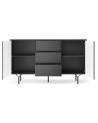 BUFFET LONG 144 cm 2 PORTES 3 TIROIRS anthracite mat - RAVEN 1