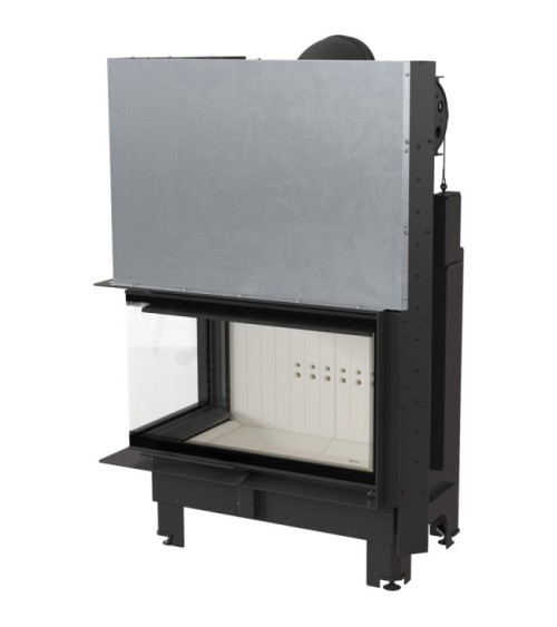 Insert cheminée MBO 15  BS vitre à gauche ouverture relevable + 4 bouches recuperateur