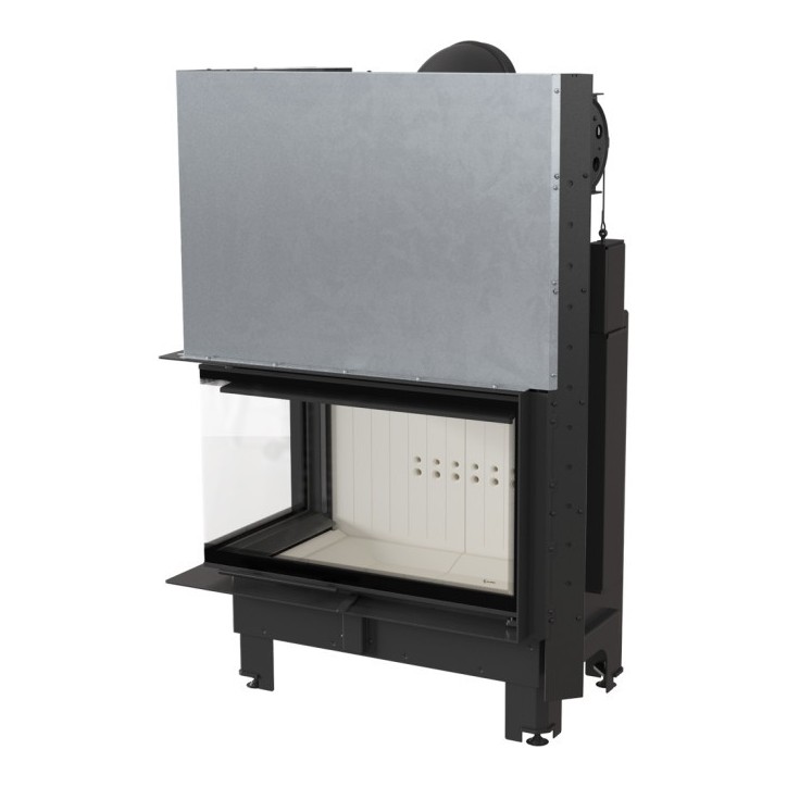 Insert cheminée MBO 15  BS vitre à gauche ouverture relevable + 4 bouches recuperateur