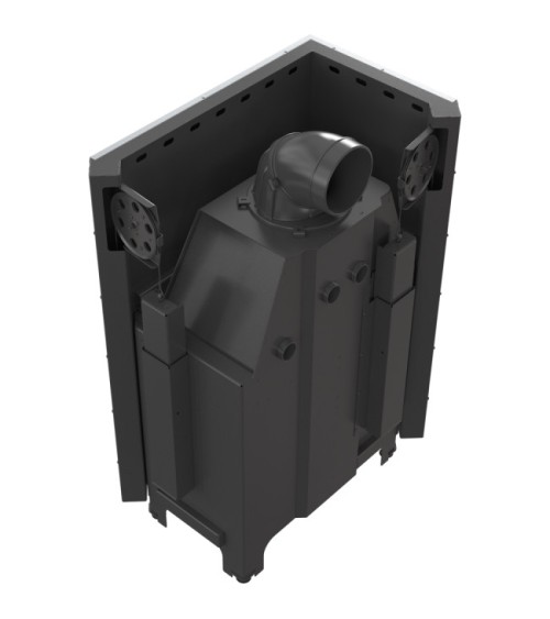 Insert cheminée MBO 15  BS vitre à gauche ouverture relevable + 4 bouches recuperateur