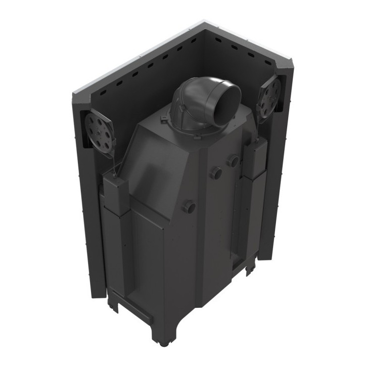 Insert cheminée MBO 15  BS vitre à gauche ouverture relevable + 4 bouches recuperateur