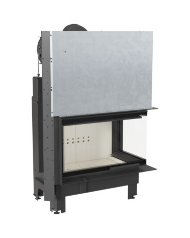 Insert cheminée MBO 15  BS vitre à droite ouverture relevable + 4 bouches recuperateur