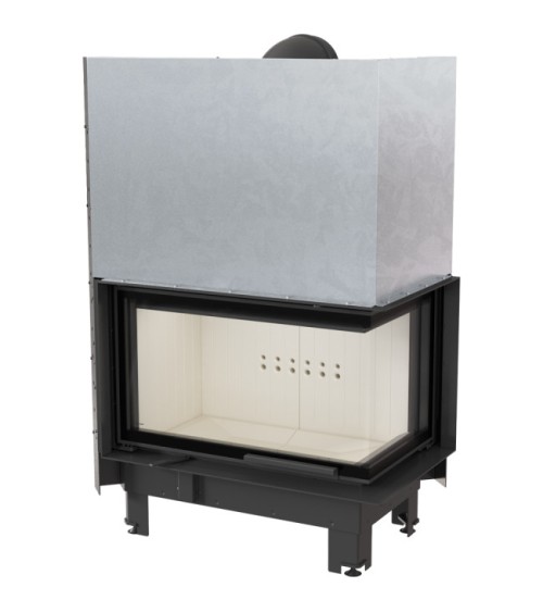 Insert cheminée MBO 15  BS vitre à droite ouverture relevable + 4 bouches recuperateur