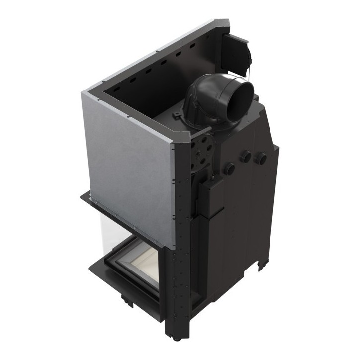 Insert cheminée MBO 15  BS vitre à droite ouverture relevable + 4 bouches recuperateur