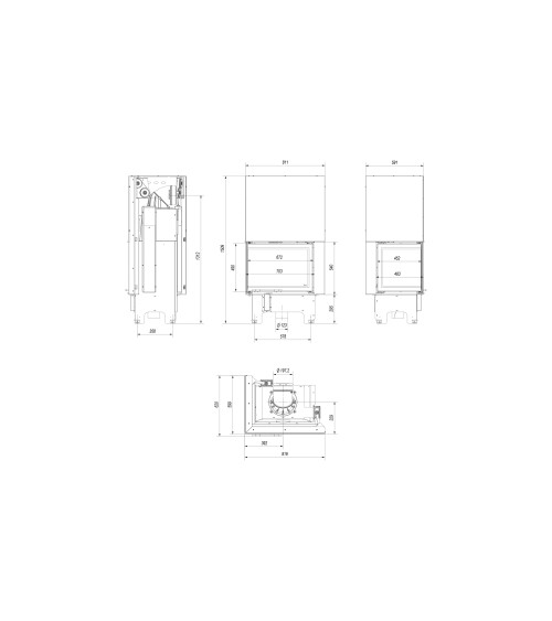 Insert cheminée VN 700/480 BS vitre à gauche ouverture relevable