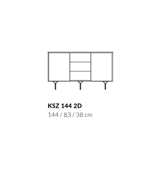 BUFFET LONG 144 cm 2 PORTES 3 TIROIRS anthracite mat - RAVEN 1
