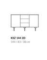 BUFFET LONG 144 cm 2 PORTES 3 TIROIRS anthracite mat - RAVEN 1
