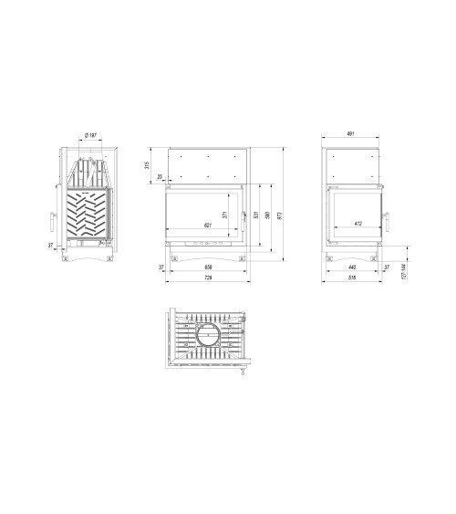 Insert cheminée ZUZIA 16 BS vitre à gauche