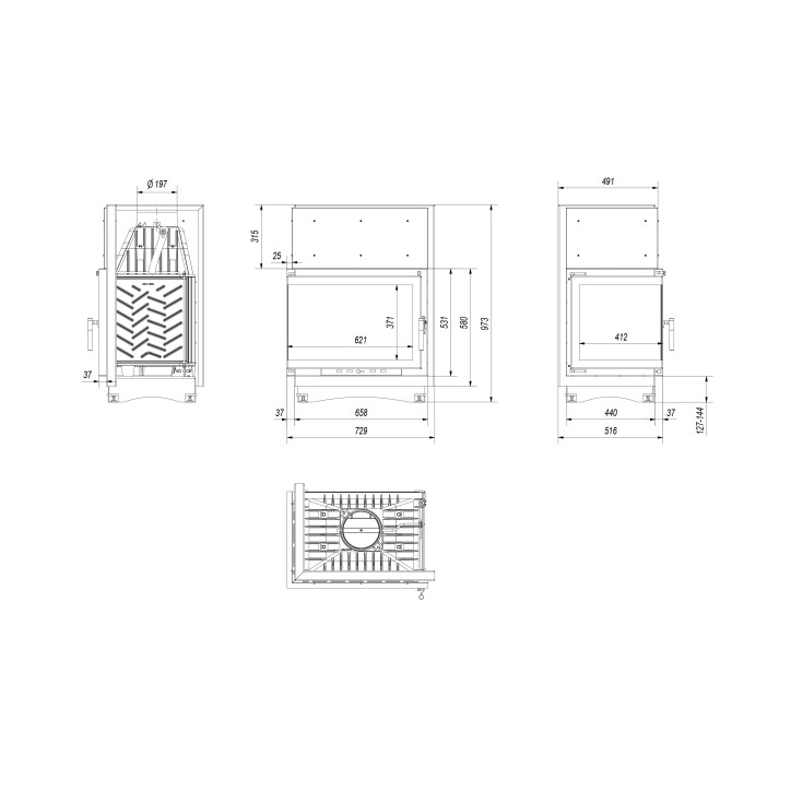 Insert cheminée ZUZIA 16 BS vitre à gauche Insert cheminée ZUZIA 16 BS vitre à gauche