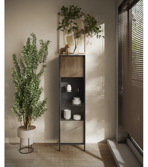 Vitrine ETNA 55 cm Lave, argile et chêne mercure