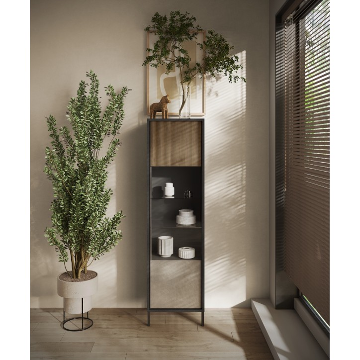 Vitrine ETNA 55 cm Lave, argile et chêne mercure